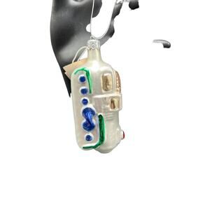 Vintage Pier One Hand Blown Train Engine Ornament Made in Poland